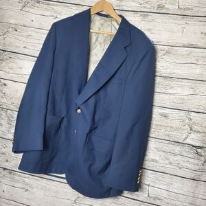 Wentworth Blazer Mens 42R Navy Blue Two Gold Buttons Wool Blend